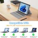 Case fit 13 Inch Microsoft Surface Pro 11/10/9/8, Multiple Angle Viewing Portfolio Business Cover with Stylus Holder & Pocket, Compatible with Type Cover Keyboard & Dock, Grey