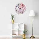 Mxocom Pink Fluid Art Painting Wall Clock Luxury Abstract Transparent Waves and Golden Swirls 10 Inch Silent Non Ticking Battery Operated clock Vintage Round clock for living room Bedroom Office decor