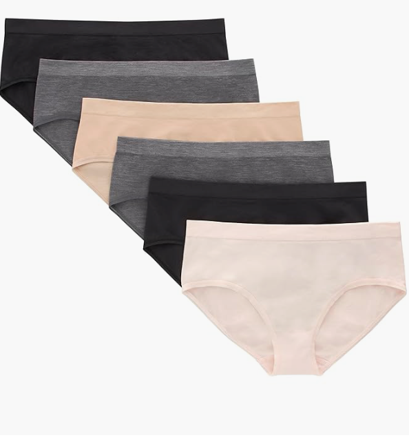 Hanes Tween Girls Underwear, Seamless Girls Panties, Boyshort & Hipster, Assorted Colors, 6-Pack (Medium, Ivory/Beige/Grey/Black - 6 Pack)