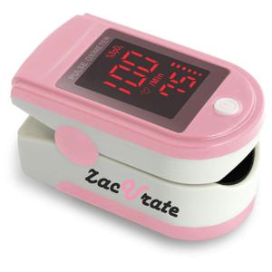 Zacurate Pro Series 500DL Fingertip Pulse Oximeter Blood Oxygen Saturation Monitor with Silicone Cover, Batteries and Lanyard (Blushing Pink)