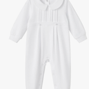 pureborn Unisex Baby Jumpsuit Infant Boys Girls Cotton Spring Fall Romper One-Piece Coverall Baptism Outfit White Newborn