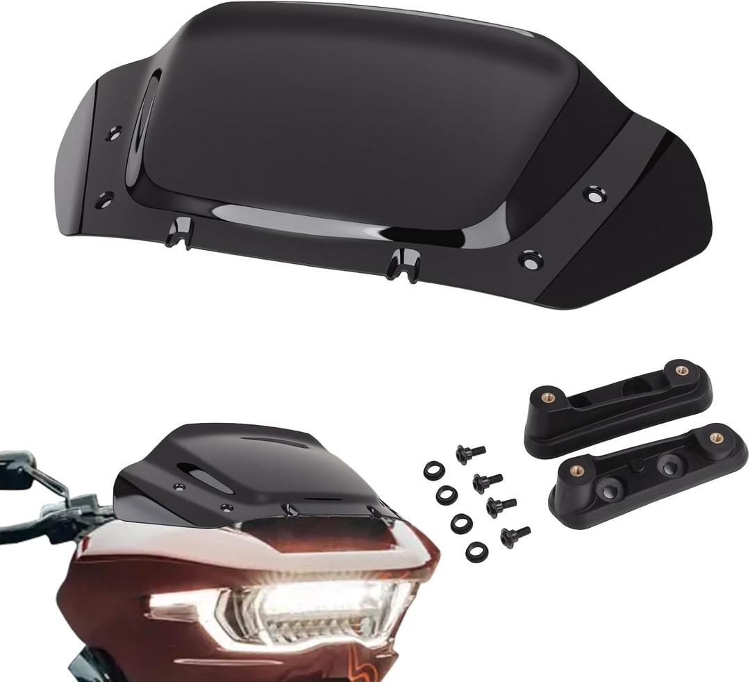 10" Wave Windshield Windscreen Kit, Motorcycle Wind Spliter for Harley Davidson CVO FLHXSE 2023-2024, Wind Shield Compatible with Harley Street Glide FLHX 2024-up FLHXU 2025-up (Black, 10")