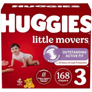 Huggies Size 3 Diapers, Little Movers Baby Diapers, Size 3 (16-28 lbs), 168 Count (6 Packs of 28)