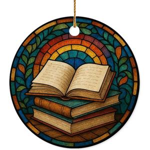 Velyra Christmas Ornament 2025  Vintage Books Ceramic Ornament for Book Lovers, Teachers, Librarians, Writers, Readers  Unique Holiday Tree Decoration & Literary Gift