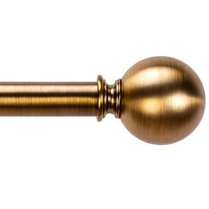 WORLD RODS Brass Curtain Rods for Windows 18 to 88 inches, 1 Inch Modern Metal Drapery Rods, Adjustable Heavy Duty Curtain Pole with Round Finials(18"-88"Antique Brass)