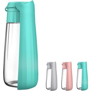 Dog Water Bottle Portable for Walking Pet Travel 19 OZ Leak proof Water Bottle Bowl with Drinking Feeder Cat Puppy Water Dispenser for Hiking Camping Blue