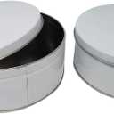 Premium Cookie Tin (2 Pack) Pure White, Elegant Classy Empty - Cookie Gift Tins, Round, Extra Thick Steel
