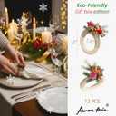 AuroraAria Christmas Napkin Rings Set of 12, Wood Napkin Holders for Dinner, Parties, Christmas Decor (Gift)