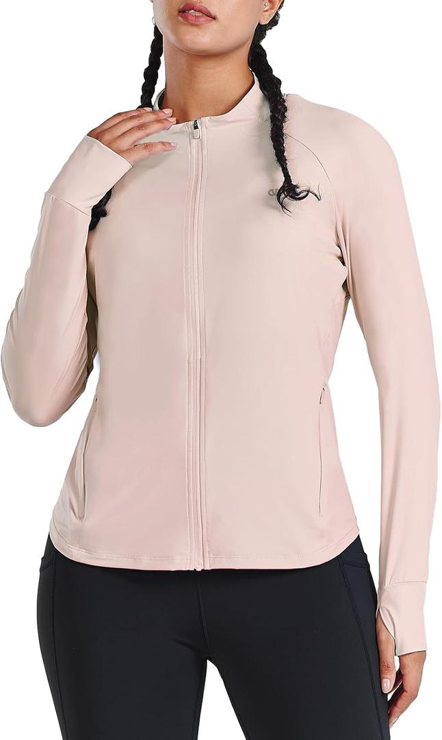 ALLZERO Women's UPF 50+ Sun Protection Jacket - Zip Up Athletic Jacket with Mesh Back Stretchy Gym & Running Jacket (XS)