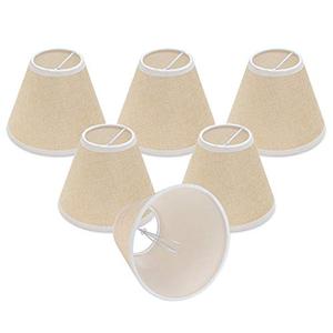 Wellmet Small Lamp Shade,ONLY for Candle Bulbs,Clip-on Drum Lamp Shades,Set of 6, 3" X 6" X 5", Linen