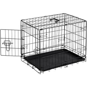 Sweetcrispy 24 Inch Single Door Dog Crate, Metal Pet Kennel with Secure Lock, Foldable Design, Removable Tray for Easy Cleaning, Portable Puppy Cage for Small Dogs, Ideal for Training & Travel