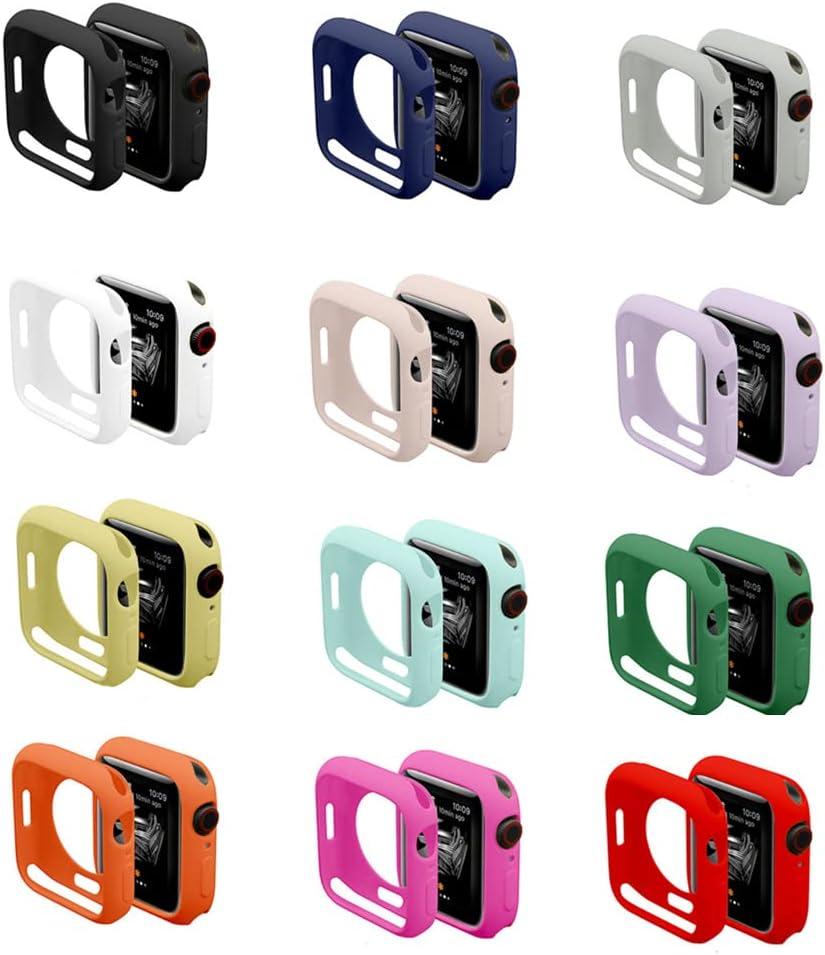 12 Packs Soft TPU Case Flexible Protective Bumper Anti-Scratch Silicone Cover Side Protector Compatible with Apple Watch 41mm Series 8 7, Assorted Colors, Color 3
