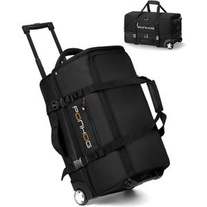21 Inch Rolling Duffle Bag with Wheels for Men - Water Resistant Wheeled Duffle Bag for Weekend Travel & Overnight Trips (Black)