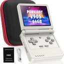 Powkiddy V90S Retro Handheld Console - 10,000+ Preloaded Games, Foldable Clamshell Design, 3.5" IPS Screen, 4-6 Hour Battery, Dual TF Slots (Gray)