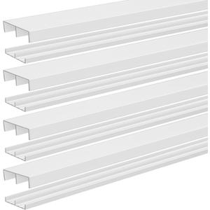 Landical 4 Set 4ft White Plastic Sliding Door Track Set for 3/4" Thick Panels Closet Glass Doors Include 4 Pcs Top Bottom Sliding Cabinet Track for Cabinet Window