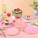 Pink Paper Plates Gradient Pink Party Plates 7Disposable Round Dessert Plates for Birthday Wedding Bridal Engagement Baby Shower Party Supplies 4 Colors (24)