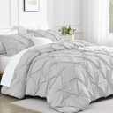 Andency Light Grey King Size Comforter Set, 3 Piece Gray Pinch Pleat Fluffy Lightweight Bedding Set, All Season Soft Microfiber Bed Set (King (104"x90"))