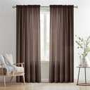 Melodieux Brown Semi Sheer Curtains 84 Inches Long for Living Room Bedroom, Farmhouse Linen Look Shiny Sheer Curtain Drapes Rod Pocket Light Filtering Home Office, 52" W x 84" L, 2 Panels