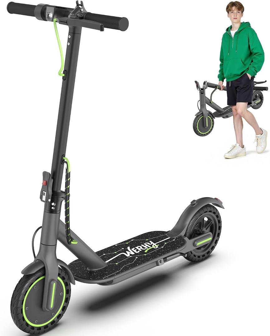WERHY Foldable Kids Electric Scooter, 350W Motor, Max 12/16Miles Long Range, 19 MPH Max Speed, 8.5" Solid Tire, Lightweight Foldable E-Scooter with Dual Braking, Digital Display, Cruise Control