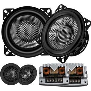 4 Inch Component Speakers Car Audio System with Carbon Fiber Cones - 300W Max Power, 4 Ohm Impedance - Includes Mid Bass Speakers, Silk Dome Tweeters & Crossovers for Professional Stereo Sound