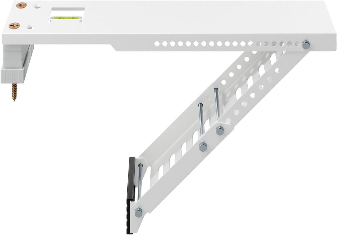 LuckIn Air Conditioner Support Bracket, Heavy Duty Window AC Bracket Universal Fit for 12,000-24,000 BTU AC Units, Holds Up to 165lbs, Adjustable Extender Leg & Built-in Bubble Spirit Level