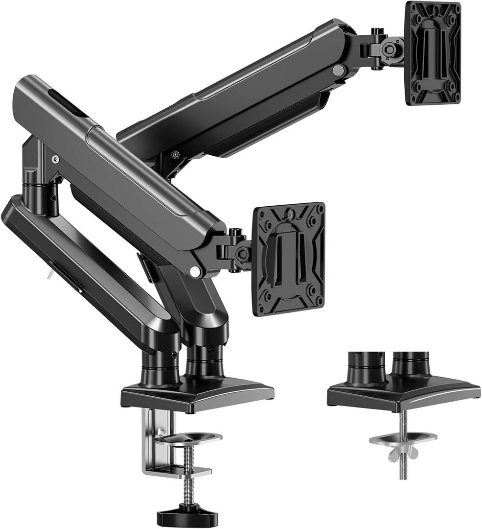 Dual Monitor Mount Fits 13 to 32 Inch Computer Screen, Dual Monitor Arm Hold up to 22lbs Each, Full Motion Monitor Desk Mounts for 2 Monitors, Gas Spring Monitor Stand, VESA Mount, Freelift Pro (Black)