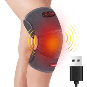 Heated Knee Brace Wrap with Vibration Massage USB Powered Knee Massager for Joint Arthritis Pain Relief Warm Compress Knee Heating Pad (Non-Chargeable)