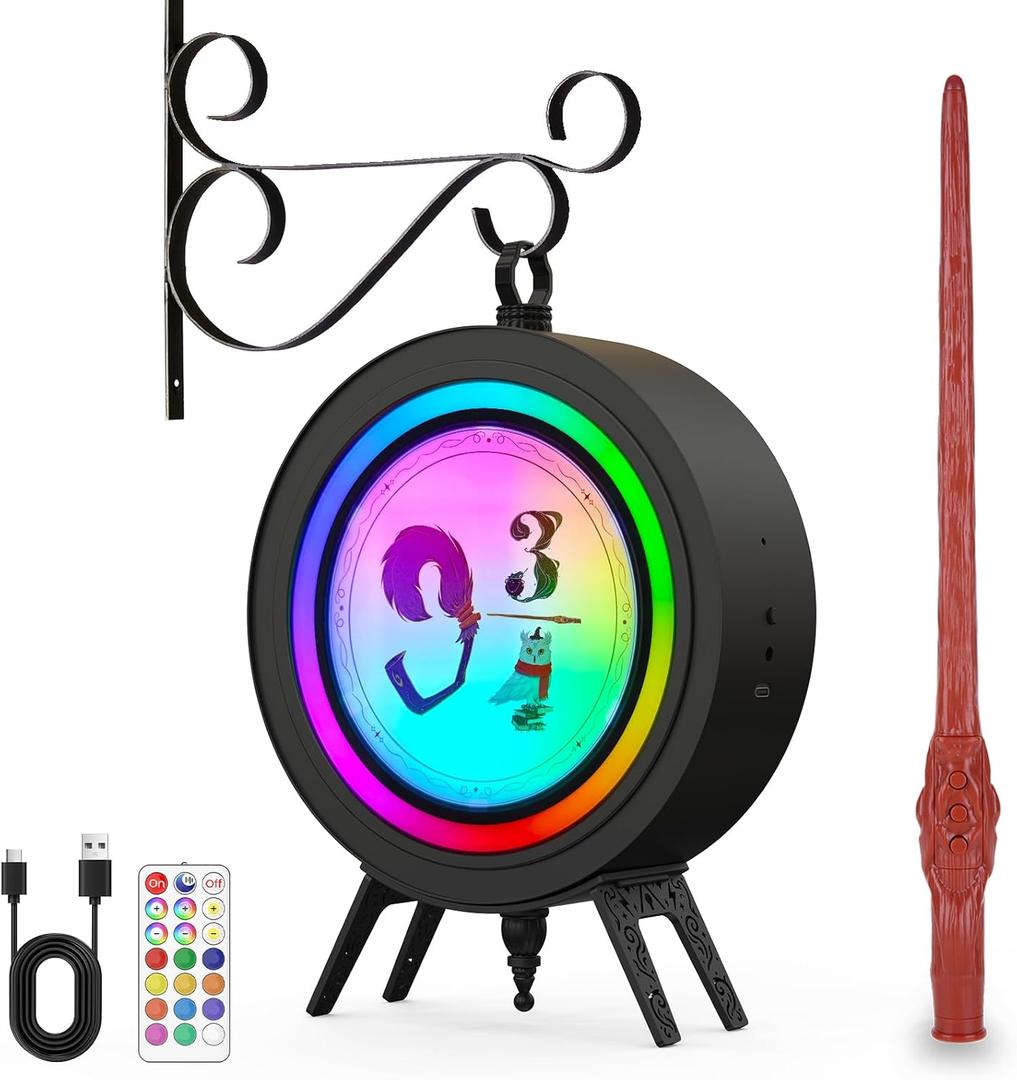 Harry Decorations LED Night Light: with Wand Remote, Double-Sided RGB Vintage Lamp, for Wall or Table Lighting, Smart Night Mode, 84H Runtime, Wizard-Themed Christmas Halloween & Birthday Gift