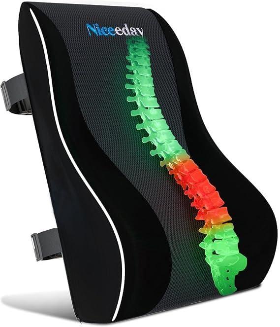 Niceeday Lumbar Support Pillow for Office Chair Car Lumbar Pillow Lower Back Pain Relief Memory Foam Back Cushion with 3D Mesh Cover, Back Pillow Ergonomic Orthopedic Back Rest