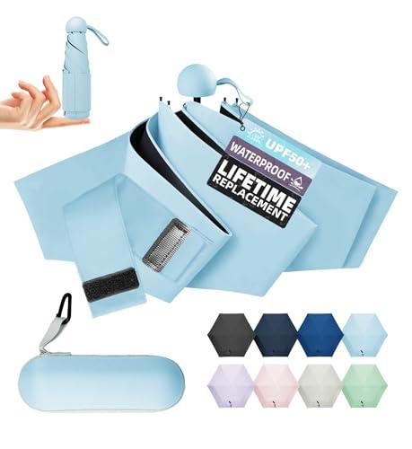 LILAC Travel Mini Umbrella with UPF 50+ Cooling UV Rain Protection, Compact Small & Lightweight Pocket-Sized Folding Umbrellas with Case for Purse & Backpack, Thoughtful Gift Women Men & Kids