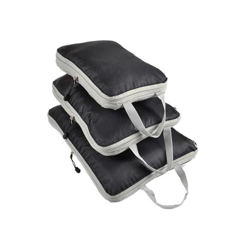 Compatible For Travel Storage Bag Compressible Packing Cubes Foldable Waterproof Suitcase Nylon Portable With Handbag Luggage Organizer(Black)