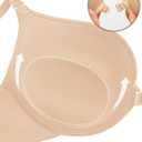 Front Closure Bra Push Up Plunge V Front Clasp Bras Padded Add Cup Demi Underwire Lift T Shirt Smooth Bralette (Beige, 36B)