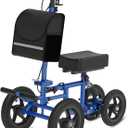 All Terrain Knee Scooter for Adults, Foldable Rolling Knee Scooter with DIY Stickers & Shock Absorber, Steerable Knee Walker for Broken Foot, Ankle Injuries & Surgery, Better Crutch Alternative (Dark Blue)