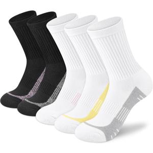 Crew Socks Women Athletic Hiking Running Cushioned Compression Socks 3-5 Pairs, M