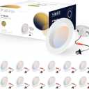 12 Pack 4 Inch LED Can Lights Retrofit Recessed Lighting, 5CCT 4 Inch Recessed Downlight Selectable 2700K-6000K Dimmable, 9W 630LM Recessed Lights with Metal Smooth Trim- ETL and Energy Star Certified