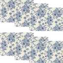 Artoid Mode Navy Blue Floral Chinoiserie Placemats Set of 6, 12x18 Inch Seasonal Table Mats for Party Kitchen Dining Decoration