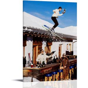 Vintage Skiing Poster Canvas Wall Art Prints 16x24inch(40x60cm) Frame-style