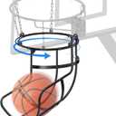 BeneLabel 360 Swivel Track Basketball Return Attachment with Quick Connect Chain Basketball Rebounder for 18" Rim Hoop Ball Return for Basketball Hoop for Outdoor/Indoor Shooting Training