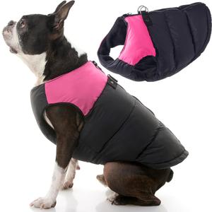 Gooby Padded Vest Dog Jacket - Pink, Medium - Warm Zip Up Vest Fleece Jacket with Dual D Ring Leash Water Resistant for Small to Medium Dogs