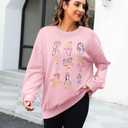KIDDAD Magical Princess Sweatshirts for Women Cute Embroidered Long Sleeve Sweater Magic Family Vacation Pullover Top (Pink, XXL)