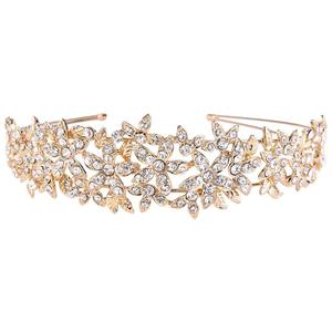 EVER FAITH Wedding Austrian Crystal Hair Accessory for Women, Birdal Flower Cluster Headband for Bride BRidesmaid Clear Gold-Tone