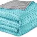 15LB Weighted Blanket with Cover for Adults 86"x 90", 2-Sided Microfiber Blanket with Premium Glass Beads for Deep Sleep, Cooling & Heating All-Season Thick Blanket (Aqua+grey)