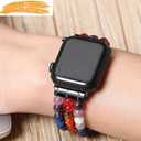 Bracelet Apple Watch Band beaded Compatible with 38mm/40mm/41mm 42mm/44mm/45mm for Women Men - Handmade 7 Chakra Elastic Wristband Watch Strap - iWatch Series 8 7 6 5 4 3 2 1 SE (Dark multicolor)