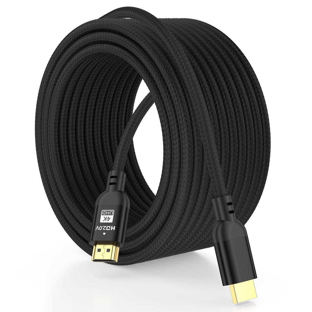Diyanisly 4K Hdmi Cable 50FT Ultra, High Speed HDMI 2.0 Cable, Support 4K@60Hz 2K@120Hz, 3D ARC, Ethernet Audio Video Return HDMI Cord for Xbox PS4/PS5 Roku TV UHD TV Monitor Laptop PC (Braided,Black)