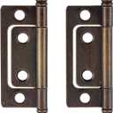 2" x 7/8" Antique Brass Non-Mortise Hinge with Finals | Pack of 2 | Cabinet Door Hinges | Furniture Hardware | NH5-SAB (1)