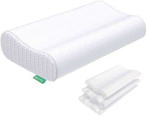 UTTU Cervical Pillow for Neck Strain Relief, Memory Foam Neck Pillow for Sleeping, Adjustable Orthopedic Sandwich Pillow, Contour Cooling for Side Back Stomach Sleeper, Queen(23.6"×14"×4.7"/3.9")