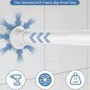 ALLZONE Adjustable Tension Curtain Rod, 42 to 78 Inches, Spring Loaded Curtain Rods No Drilling, Renter Friendly Tension Rod for Windows, Shower, Closet, No Drill, Non-Slip, White