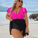 Blooming Jelly Womens Plus Size Swimsuit One Piece Tummy Control Swim Dress (Black, XXL)