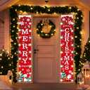 Idefair Merry Christmas Banners with Led String Lights,Christmas Door Decorations Outdoor Indoor New Year Welcome Red Xmas Porch Sign Hanging for Home Wall Holiday Party Decor(Color Lights)