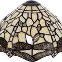 Tiffany Lamp Shade Replacement Only 12X6 Inch Stained Glass Style Lampshade with Cap fit for Table lamp Pendant Light Ceiling Fixture (Cream Dragonfly)